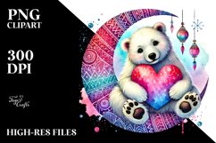 Colorful Polar Bear on Half Moon PNG Product Image 2