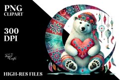 Colorful Polar Bear on Half Moon PNG Product Image 2