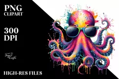 Colorful Octopus Sunglasses Clipart Product Image 1