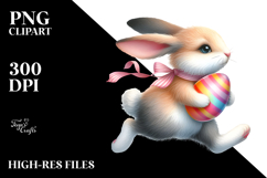 Bunny Running with Easter Egg PNG Product Image 2
