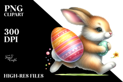 Bunny Running with Easter Egg PNG Product Image 2