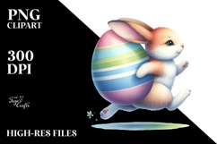 Bunny Running with Easter Egg PNG Product Image 2