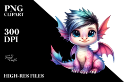 Vibrant Baby Dragon with Cool Haircut PNG Product Image 2