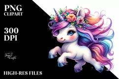 Vibrant Baby Unicorn Clipart PNG Product Image 1