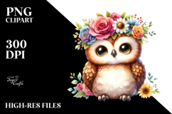 Owl Vibrant Flower Crown Cartoon-Style Product Image 2