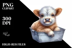Cute Baby Highland Cow |Watercolor Splash Product Image 3