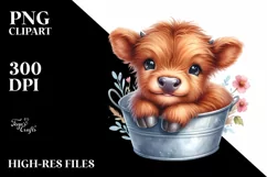 Cute Baby Highland Cow |Watercolor Splash Product Image 3