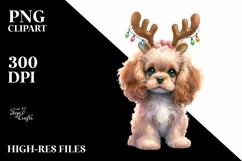 Baby Cocker Spaniel in Christmas Outfit, PNG Product Image 3