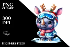 Baby Rhino Dressed for Winter PNG Product Image 3