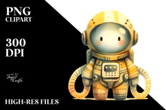 Whimsical Astronaut Boy Watercolor Clipart Product Image 2