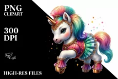 Baby Unicorn in Farandole Dancer's Attire, Colorful PNG Product Image 3
