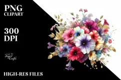Colorful Petunia Bouquet Abstract Clipart Product Image 3