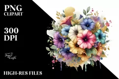 Colorful Petunia Bouquet Abstract Clipart Product Image 3