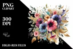 Colorful Petunia Bouquet Abstract Clipart Product Image 1