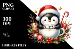 Cute Penguin with Christmas Ornaments PNG Product Image 1