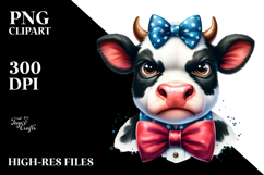 Watercolor Funny Cow Bow and Tie PNG Product Image 2