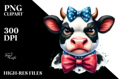 Watercolor Funny Cow Bow and Tie PNG Product Image 2