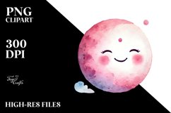Simple Pinkish Smiling Moon PNG Product Image 2