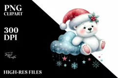 Whimsical Polar Bear with Santa Hat PNG Product Image 3