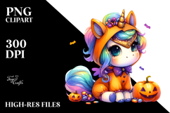 Cute Baby Unicorn Dressed for Halloween PNG Product Image 2