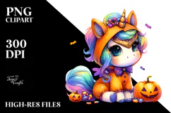 Cute Baby Unicorn Dressed for Halloween PNG Product Image 2