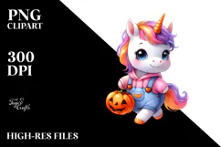 Cute Baby Unicorn Dressed for Halloween PNG Product Image 2