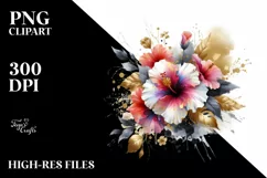 Vibrant Hibiscus Bouquet Abstract Clipart Product Image 1