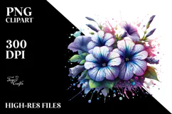 Elegant Petunia with Metallic Accents, PNG Product Image 2