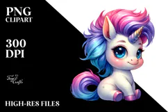 Playing Baby Unicorn with Cool Haircut, Transparent PNG Product Image 2