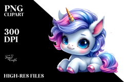 Cute Baby Unicorn with Cool Haircut PNG Product Image 2