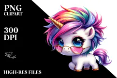 Playing Baby Unicorn with Cool Haircut, Transparent PNG Product Image 2