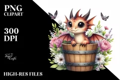 Cute Baby Dragon Watercolor PNG Product Image 3