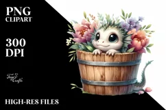 Watercolor Cute Baby Dragon PNG Product Image 1