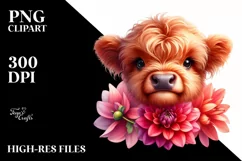 dahlia in Pocket Highland Cow | Clipart Product Image 3