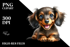 Happy Dachshund Puppy, Watercolor PNG Product Image 2