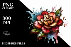 Abstract Wooden Stained Camellia Sublimation Clipart Product Image 1