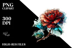 Abstract Wooden Stained Camellia Sublimation Clipart Product Image 2