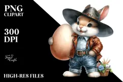 Watercolor Goofy Bunny with Leather Teeth PNG Product Image 2