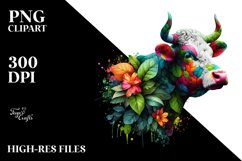 Vibrant Abstract Cow PNG Product Image 1