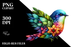 Vibrant Bird with Abstract Floral Body PNG Product Image 2