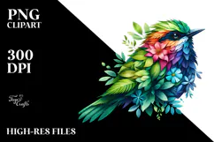 Vibrant Bird with Abstract Floral Body PNG Product Image 2