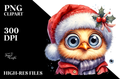 Cute Baby Chicken with Santa Hat, Transparent PNG Product Image 2
