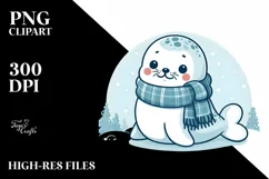 Cute Baby Seal with Christmas Tree PNG Product Image 1