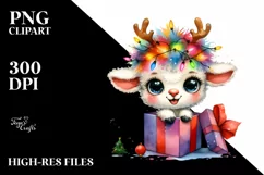 Vibrant Lamb with Reindeer Horns PNG Product Image 1