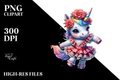 Colorful Unicorn in Flamenco Outfit PNG Product Image 3