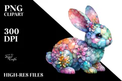 Colorful Pastel Bunny on Splashy Background PNG Product Image 2