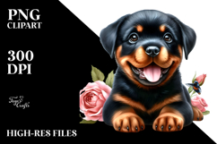 Watercolor Baby Rottweiler with Big Eyes PNG Product Image 2