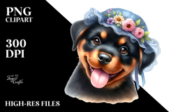 Watercolor Baby Rottweiler with Big Eyes PNG Product Image 2