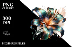 Abstract Shiny Flower Watercolor Clipart Product Image 2