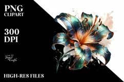 Abstract Shiny Flower Watercolor Clipart Product Image 1